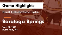 Burnt Hills-Ballston Lake  vs Saratoga Springs  Game Highlights - Jan. 29, 2023