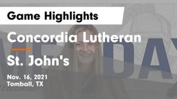 Concordia Lutheran  vs St. John's  Game Highlights - Nov. 16, 2021