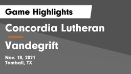 Concordia Lutheran  vs Vandegrift  Game Highlights - Nov. 18, 2021