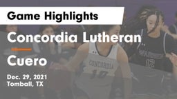 Concordia Lutheran  vs Cuero  Game Highlights - Dec. 29, 2021