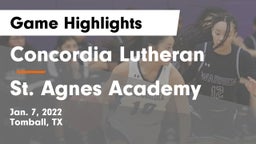 Concordia Lutheran  vs St. Agnes Academy  Game Highlights - Jan. 7, 2022