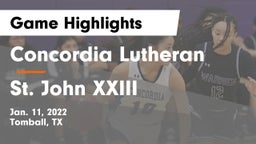 Concordia Lutheran  vs St. John XXIII  Game Highlights - Jan. 11, 2022