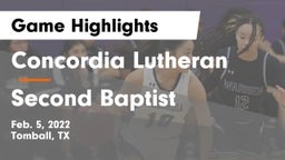 Concordia Lutheran  vs Second Baptist Game Highlights - Feb. 5, 2022