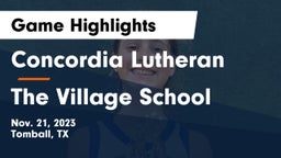 Concordia Lutheran  vs The Village School Game Highlights - Nov. 21, 2023