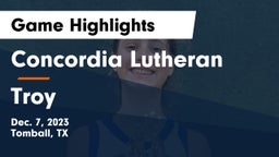 Concordia Lutheran  vs Troy  Game Highlights - Dec. 7, 2023