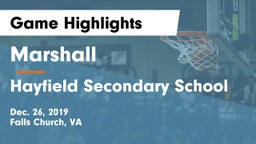 Marshall  vs Hayfield Secondary School Game Highlights - Dec. 26, 2019