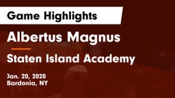 Albertus Magnus  vs Staten Island Academy Game Highlights - Jan. 20, 2020