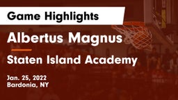 Albertus Magnus  vs Staten Island Academy Game Highlights - Jan. 25, 2022