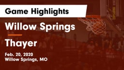 Willow Springs  vs Thayer  Game Highlights - Feb. 20, 2020