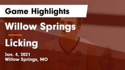 Willow Springs  vs Licking  Game Highlights - Jan. 4, 2021