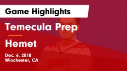 Temecula Prep  vs Hemet  Game Highlights - Dec. 6, 2018