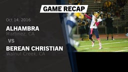 Recap: Alhambra  vs. Berean Christian  2016