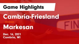 Cambria-Friesland  vs Markesan  Game Highlights - Dec. 16, 2021