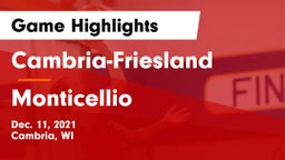 Cambria-Friesland  vs Monticellio Game Highlights - Dec. 11, 2021
