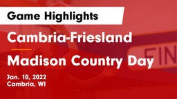 Cambria-Friesland  vs Madison Country Day Game Highlights - Jan. 10, 2022