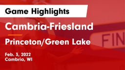 Cambria-Friesland  vs Princeton/Green Lake  Game Highlights - Feb. 3, 2022