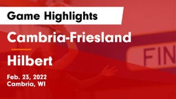 Cambria-Friesland  vs Hilbert  Game Highlights - Feb. 23, 2022