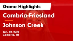 Cambria-Friesland  vs Johnson Creek  Game Highlights - Jan. 30, 2023