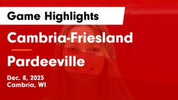 Cambria-Friesland  vs Pardeeville  Game Highlights - Dec. 8, 2023