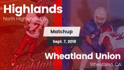 Matchup: Highlands vs. Wheatland Union  2018