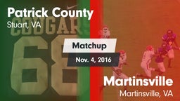 Matchup: Patrick County vs. Martinsville  2016