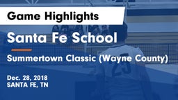 Santa Fe School  vs Summertown Classic (Wayne County) Game Highlights - Dec. 28, 2018