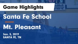 Santa Fe School  vs Mt. Pleasant  Game Highlights - Jan. 5, 2019
