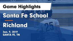 Santa Fe School  vs Richland Game Highlights - Jan. 9, 2019