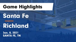 Santa Fe  vs Richland  Game Highlights - Jan. 8, 2021