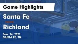 Santa Fe  vs Richland  Game Highlights - Jan. 26, 2021