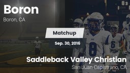 Matchup: Boron vs. Saddleback Valley Christian  2016