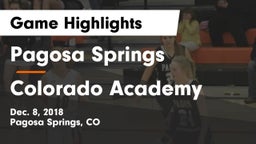Pagosa Springs  vs Colorado Academy  Game Highlights - Dec. 8, 2018