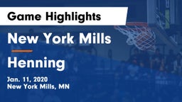 New York Mills  vs Henning  Game Highlights - Jan. 11, 2020