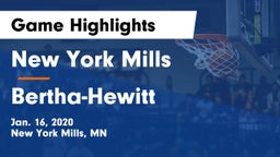 New York Mills  vs Bertha-Hewitt  Game Highlights - Jan. 16, 2020