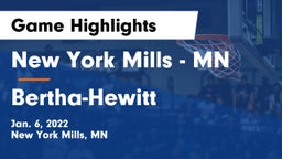 New York Mills  - MN vs Bertha-Hewitt  Game Highlights - Jan. 6, 2022