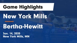 New York Mills  vs Bertha-Hewitt  Game Highlights - Jan. 14, 2020