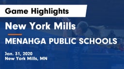 New York Mills  vs MENAHGA PUBLIC SCHOOLS Game Highlights - Jan. 31, 2020