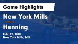 New York Mills  vs Henning  Game Highlights - Feb. 29, 2020