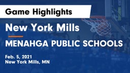 New York Mills  vs MENAHGA PUBLIC SCHOOLS Game Highlights - Feb. 5, 2021