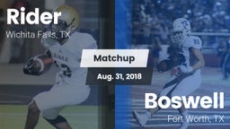 Matchup: Rider  vs. Boswell   2018