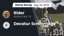 Recap: Rider  vs. Decatur Scrimmage 2018