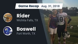 Recap: Rider  vs. Boswell   2018