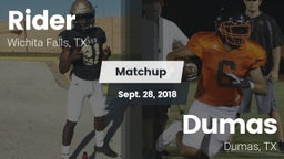 Matchup: Rider  vs. Dumas  2018