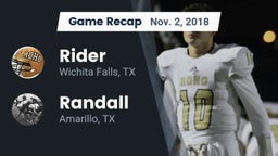 Recap: Rider  vs. Randall  2018