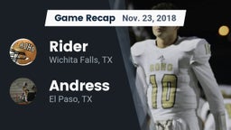 Recap: Rider  vs. Andress  2018
