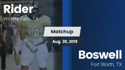 Matchup: Rider  vs. Boswell   2019