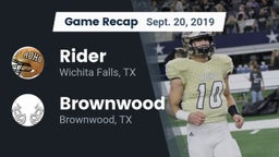 Recap: Rider  vs. Brownwood  2019