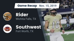 Recap: Rider  vs. Southwest  2019