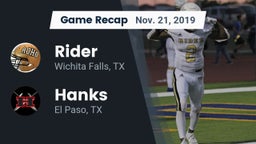 Recap: Rider  vs. Hanks  2019