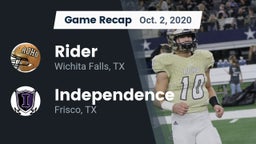 Recap: Rider  vs. Independence  2020
